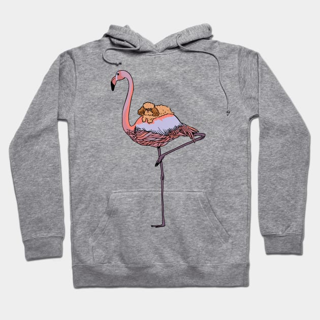 Flamingo and Poodle Hoodie by huebucket